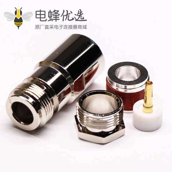 专业射频同轴连接器N型直式母头母针螺母锁紧