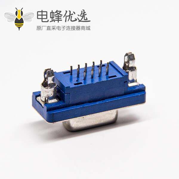15针d-sub接口母头180度连接器蓝色胶芯插PCB板