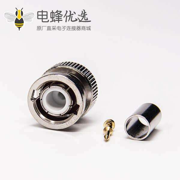 bnc公头连接器直式180度公针压接式接同轴线缆