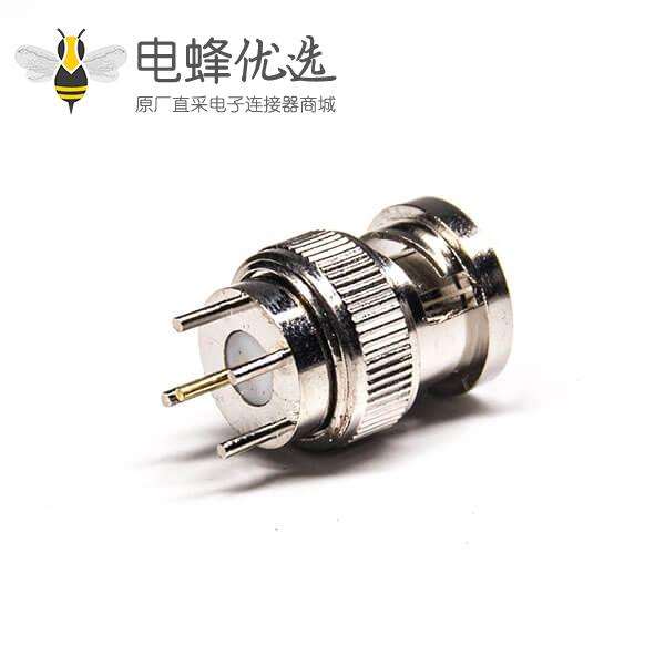 RF连接器BNC公头直式180度镀镍插PCB板