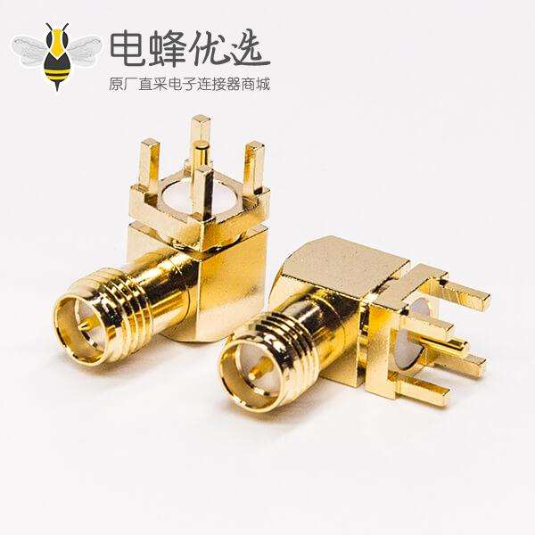 sma型连接器弯式反极母头公针穿孔接PCB板