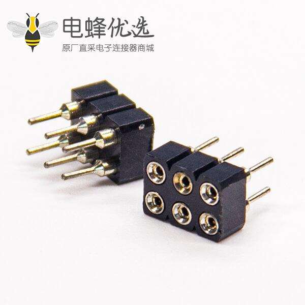 圆孔排母座子双排6pin母头直式穿孔式连接器