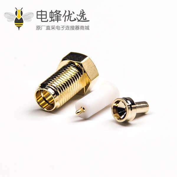 反极母头SMA连接器直式镀金压接焊接式接1.37/1.13/0.81线