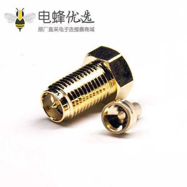 反极母头SMA连接器直式镀金压接焊接式接1.37/1.13/0.81线