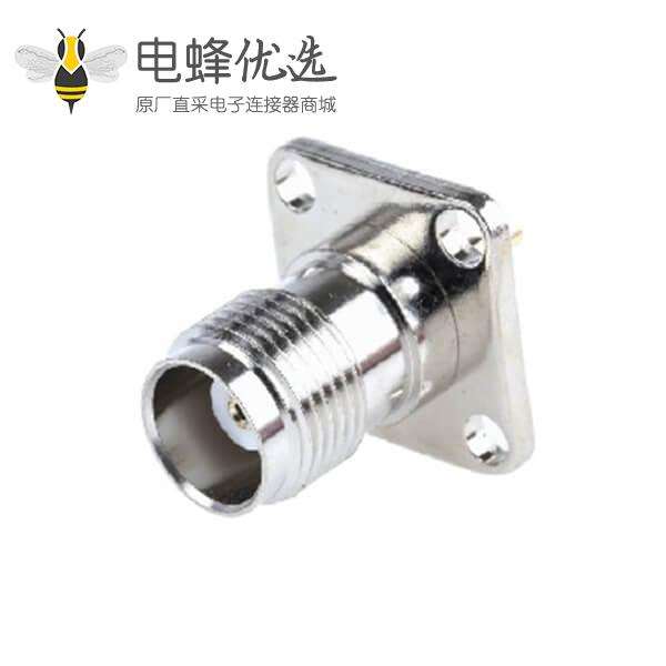 TNC连接器4孔法兰母头直型50&Omega;面板安装隔板配件焊接端子