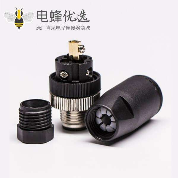 M12连接器5芯公头锁螺钉型塑料壳体航空插头
