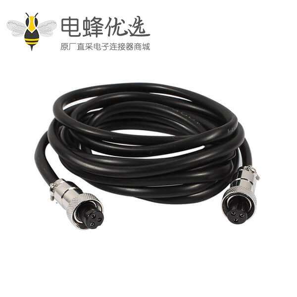 GX12 3芯母对母电缆线M12 3芯航空线1M
