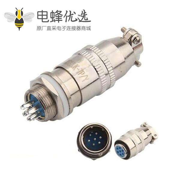 XS12 7芯圆形连接器黄铜镀金开孔12MM