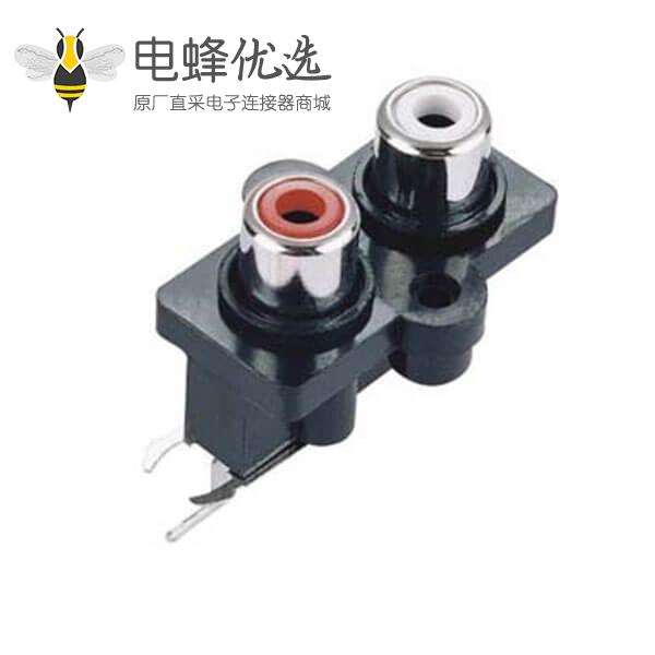 RCA接PCB弯式锌合金镀镍90度电脑音频插座