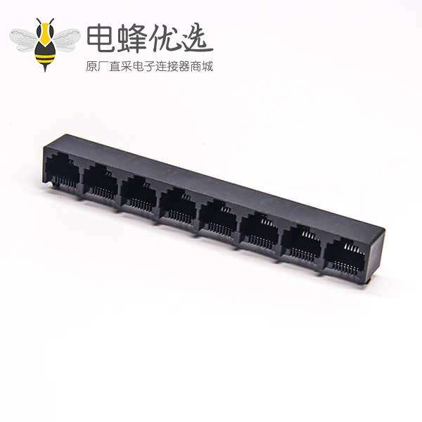 弯角rj45网络插座8端口8p8c接PCB板插板
