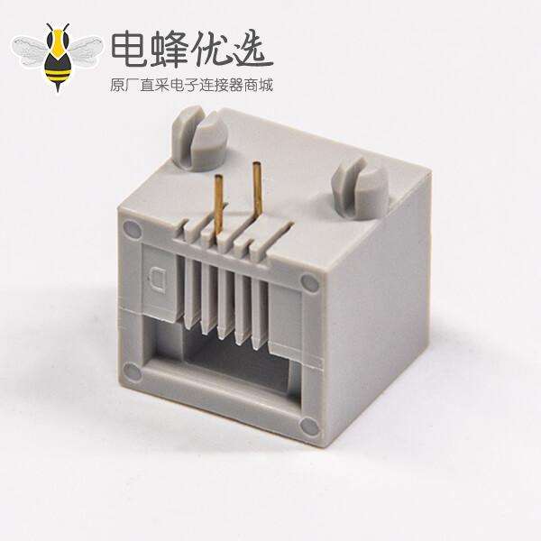 rj11连接器6p2c弯式全塑插pcb板网络模块化连接器