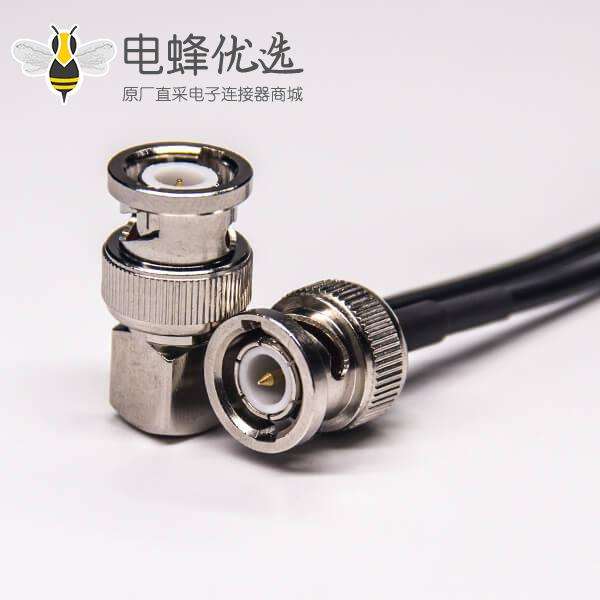 bnc转bnc线材组装电缆焊90度bnc转180度bnc射频线RG174线长30cm