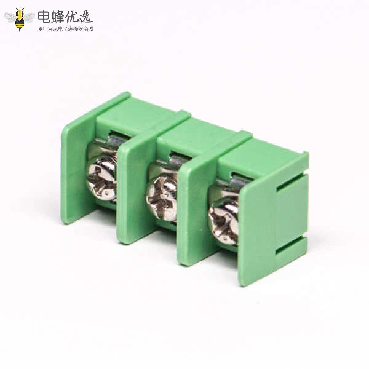 栅栏式接线端子3芯绿色直式插PCB板连接器