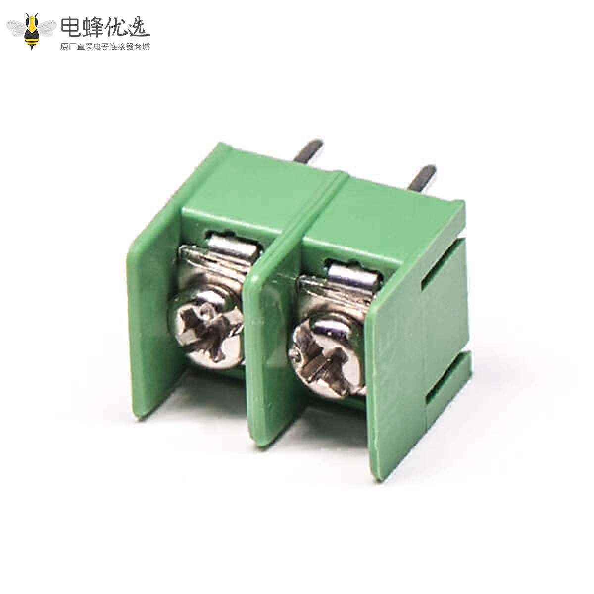 栅栏式端子2芯绿色连接器插PCB板