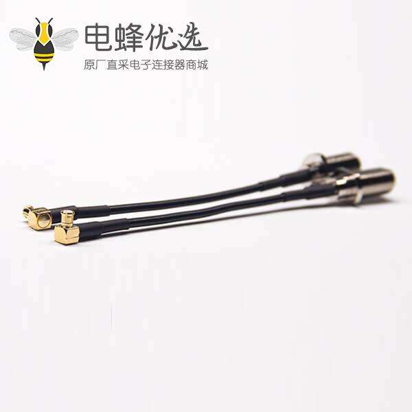 F型连接器母头直式双铣边转MCX弯式公头接RG174线