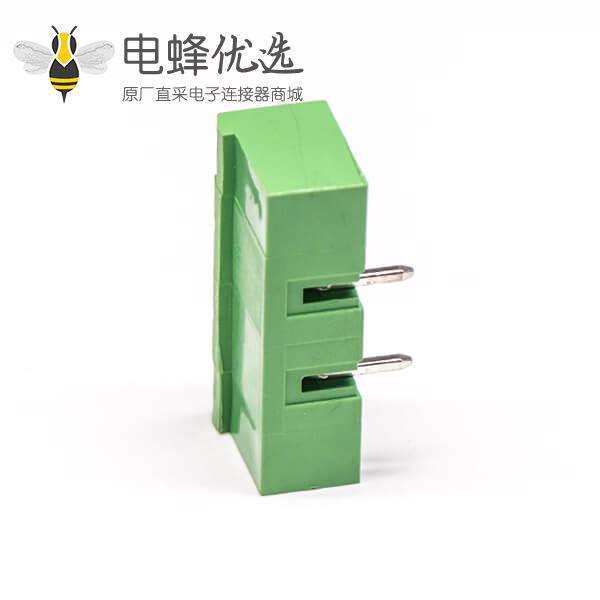 插拔式接线端子弯针2芯2孔法兰绿色PCB板端子座