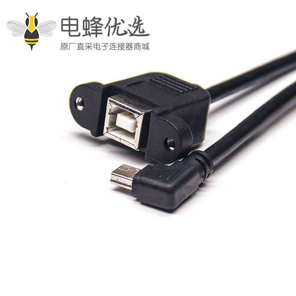 Mini&nbsp;USB右弯头公转USB Type B直母头带螺丝孔原厂直发
