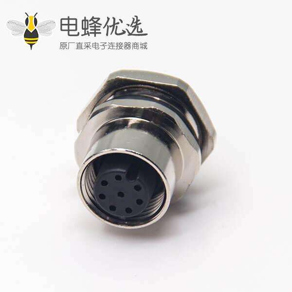 m12防水插座直式母头航空连接器接线防水后锁板面板安装