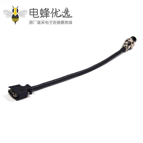 SCSI 连接器HPCN型14芯公头螺丝锁接式连接器转GX 15芯母头直式航空插头线材1米