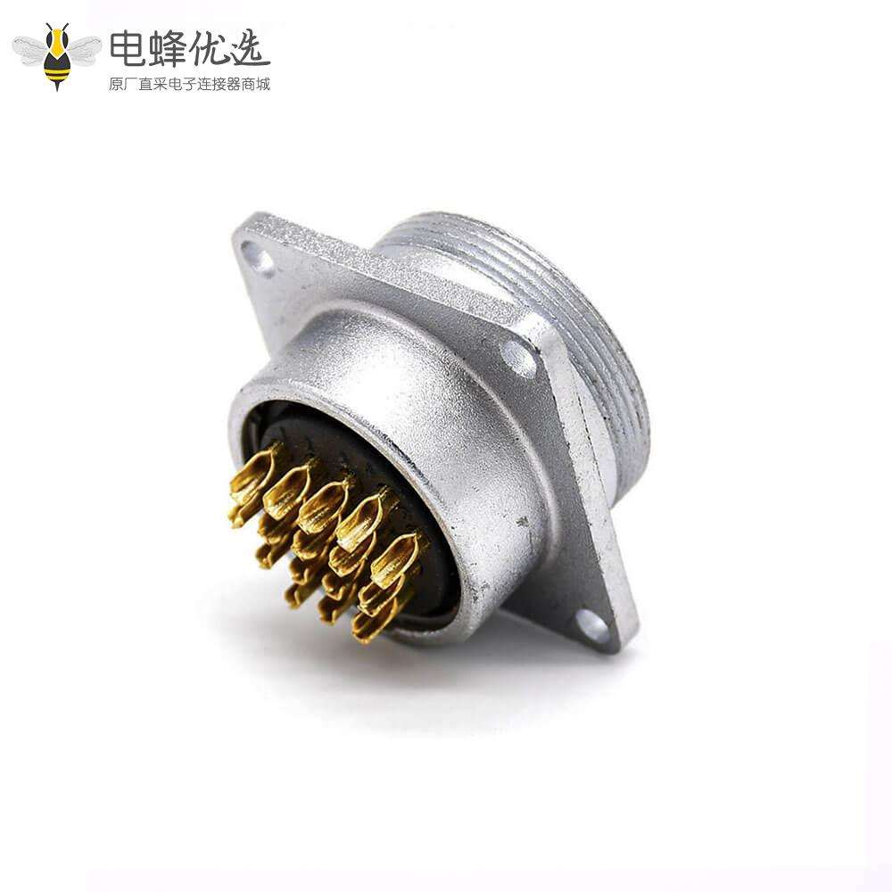 16芯工防插座P28 1直式母头方型法兰连接器