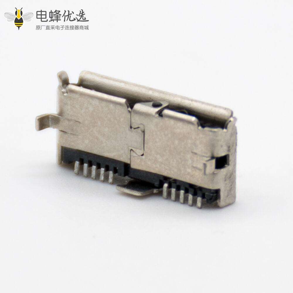 micro USB 3.0母头直式B型焊板式连接器
