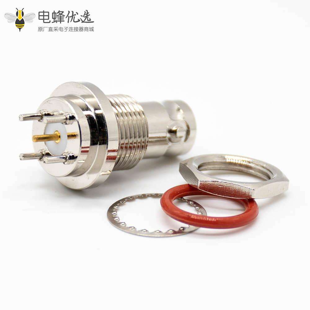 BNC接头防水母头直式标准75&Omega;PCB板安装插孔镀镍连接器