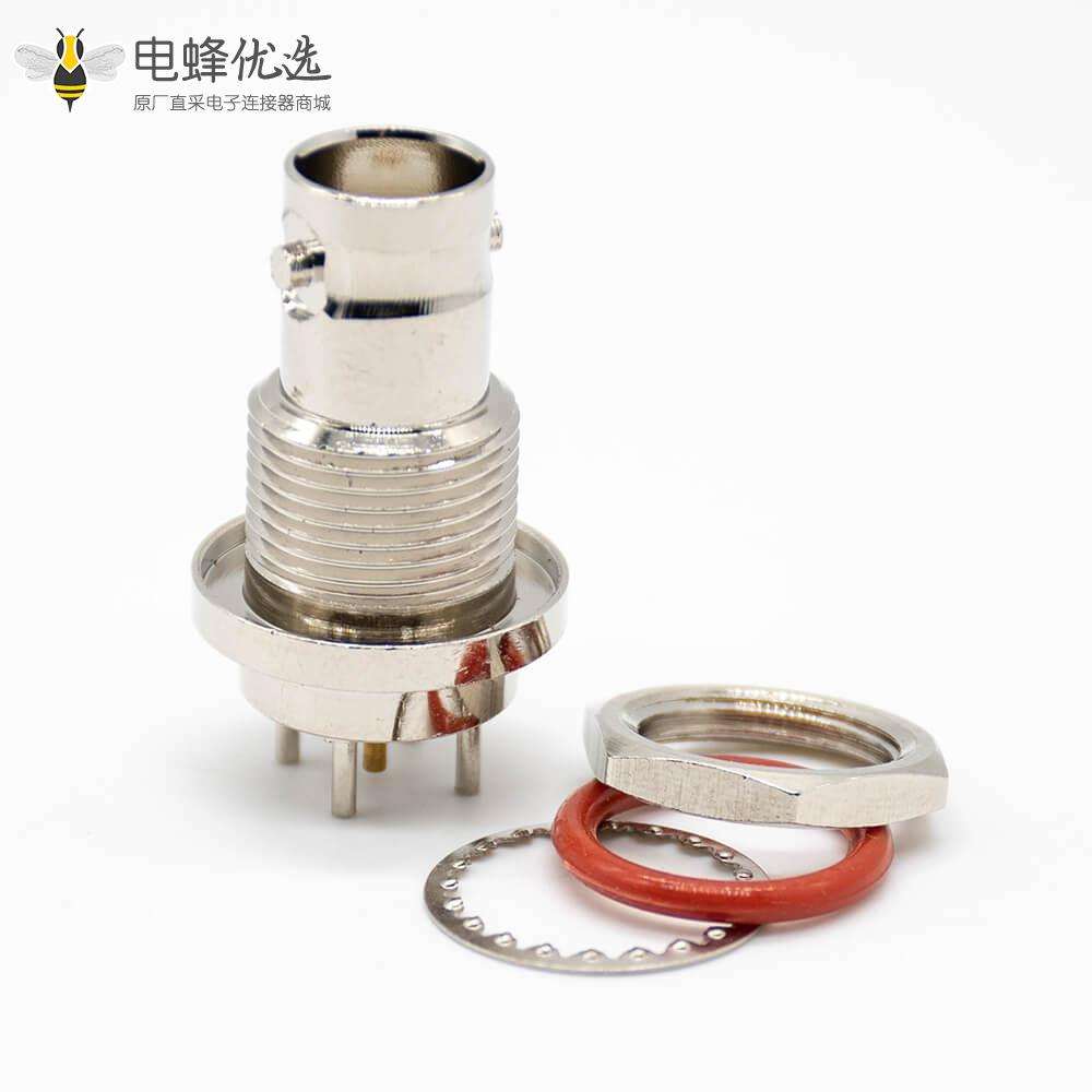 BNC接头防水母头直式标准75&Omega;PCB板安装插孔镀镍连接器