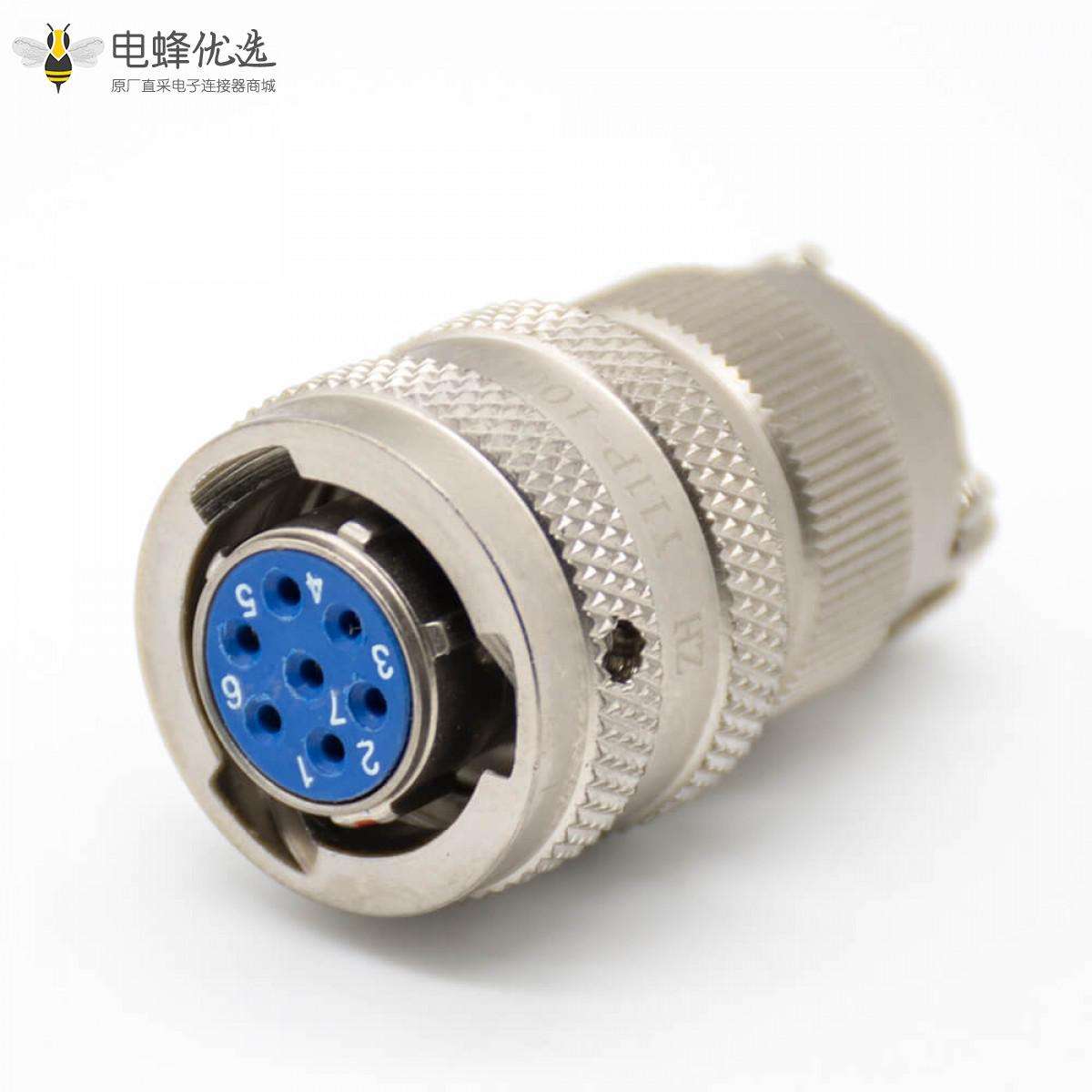 Y11P圆形电连接器7芯母头接线夹线板式卡口连接直式焊接10壳体