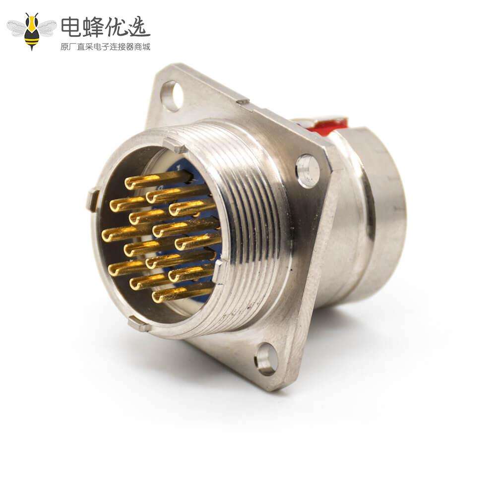 Y27F连接器4孔法兰工防黄铜14芯18壳体号焊杯直式卡口连接公母对接