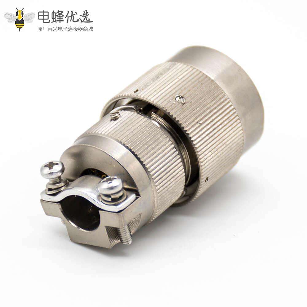 10芯连接器4孔法兰焊杯插头&插座卡口连接Y27G公母对接电缆式直式工防黄铜