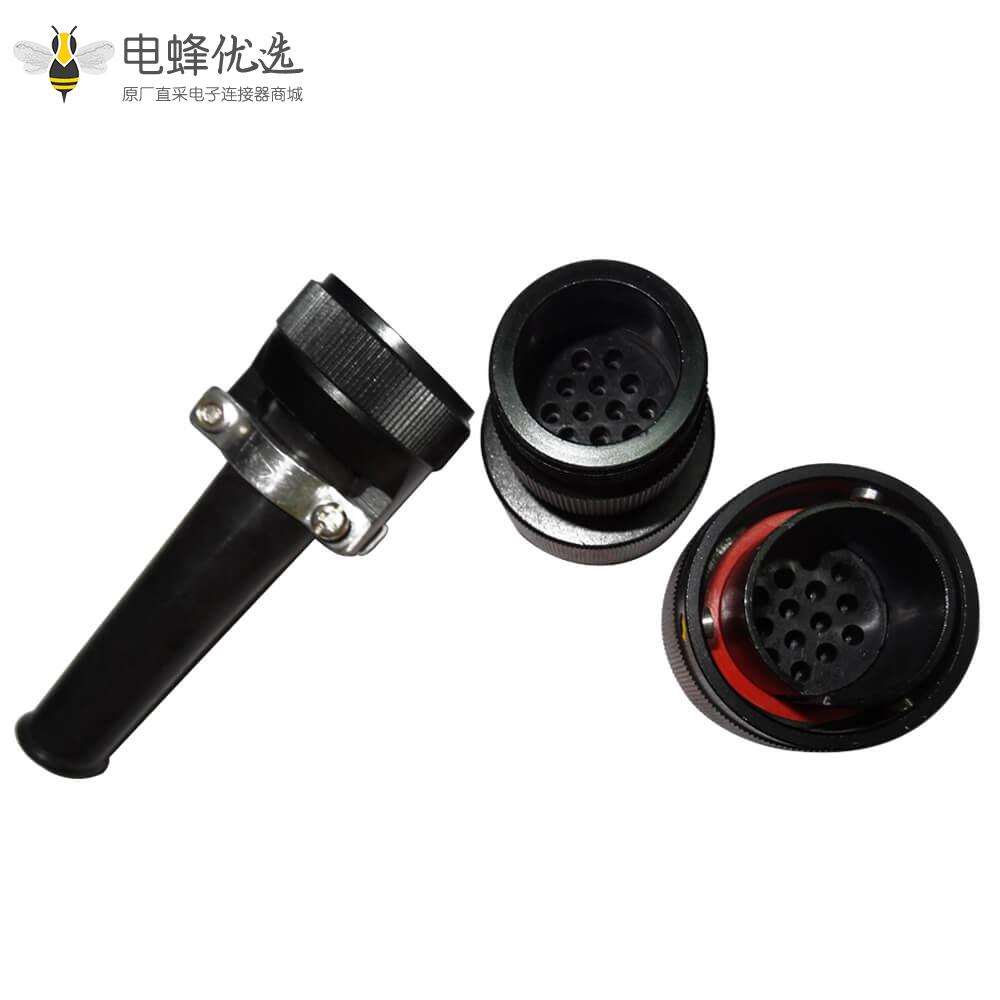 卡口圆形连接器JL公插头14芯焊接卡扣连接直式牵引连接器接线美标