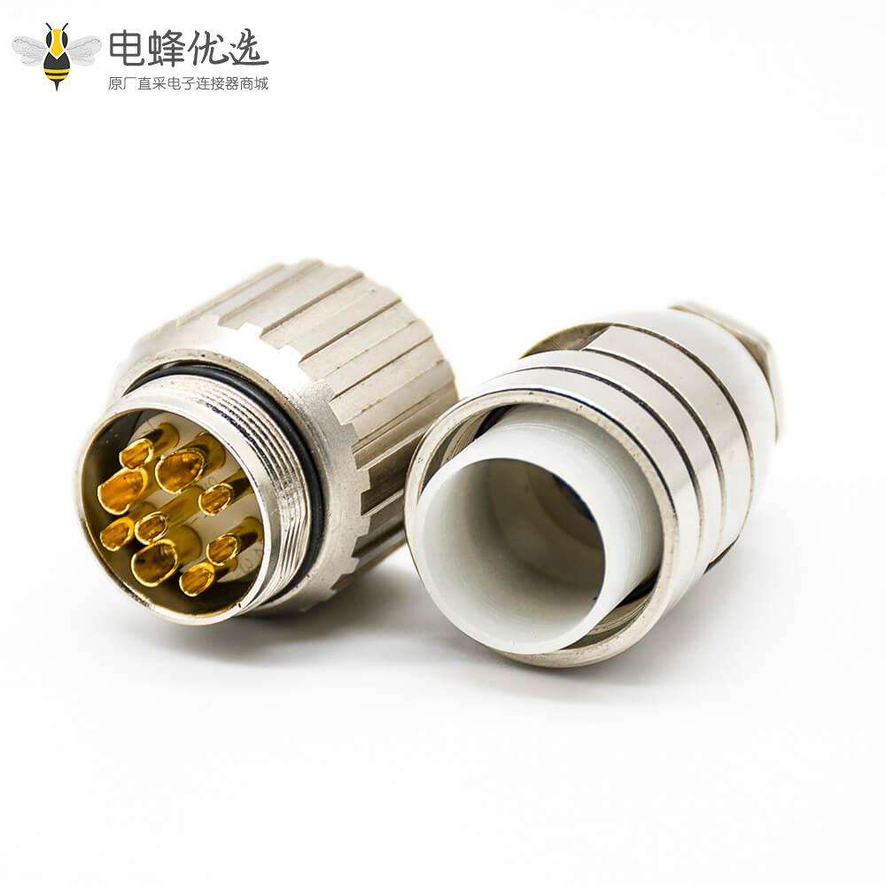 M23插头9芯公头直式焊线连接器