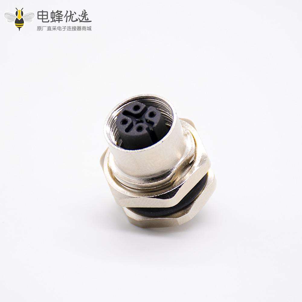 m12连接器5芯母头直式前锁板焊线D编码