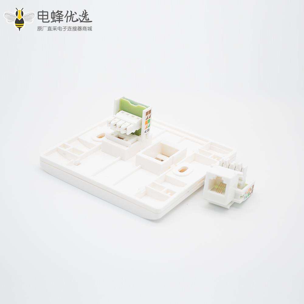 网络双口面板86型信息网络面板RJ11接口CAT3双端口