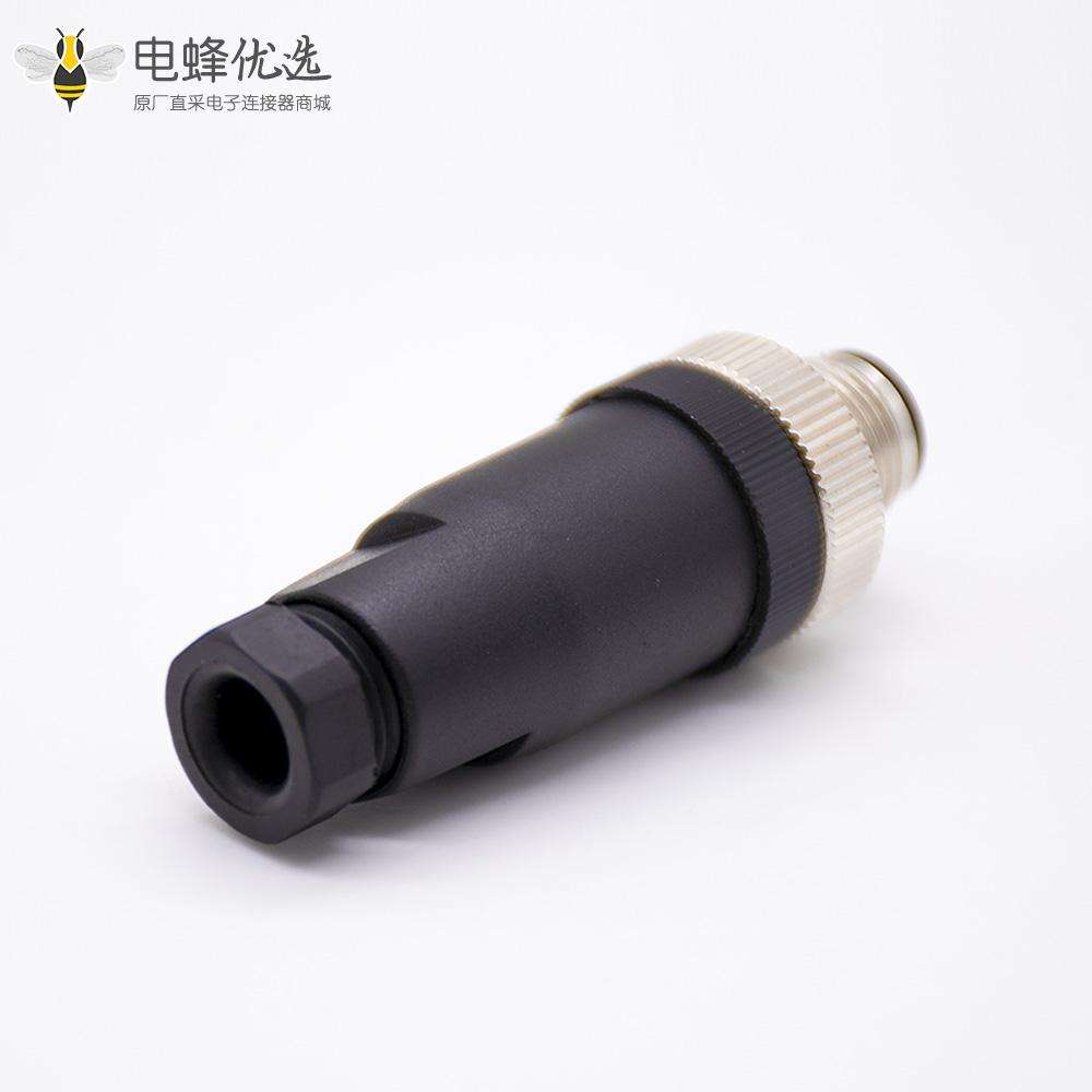 m12连接器5芯母头直式前锁板焊线D编码