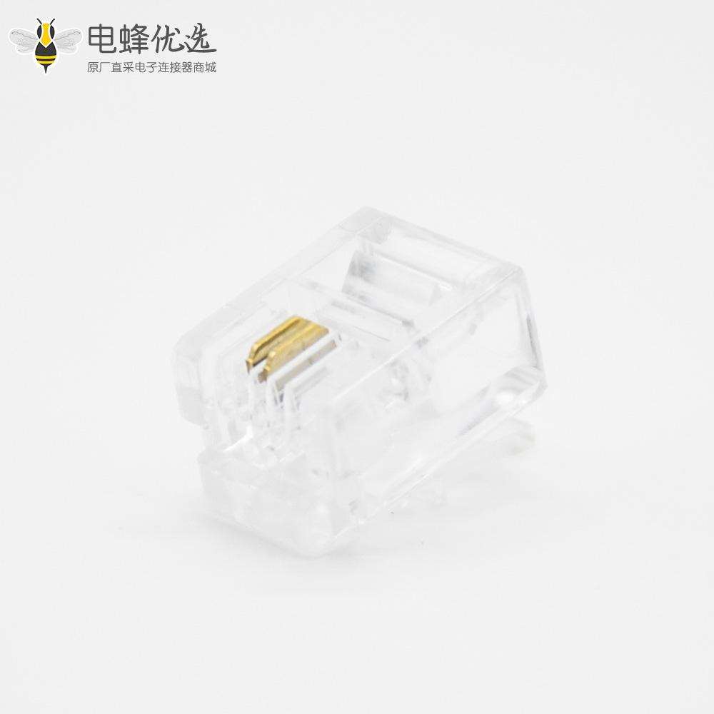 电话插头RJ11RJ12单端口非屏蔽2芯CAT3电缆插头