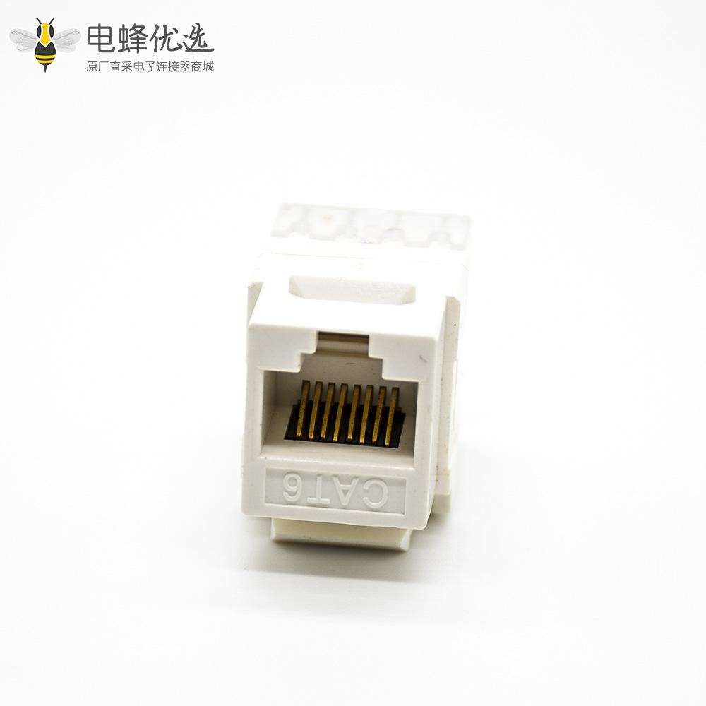 CAT6网络模块8P8C直式180&deg;非屏蔽单端口触头镀金RJ45插座