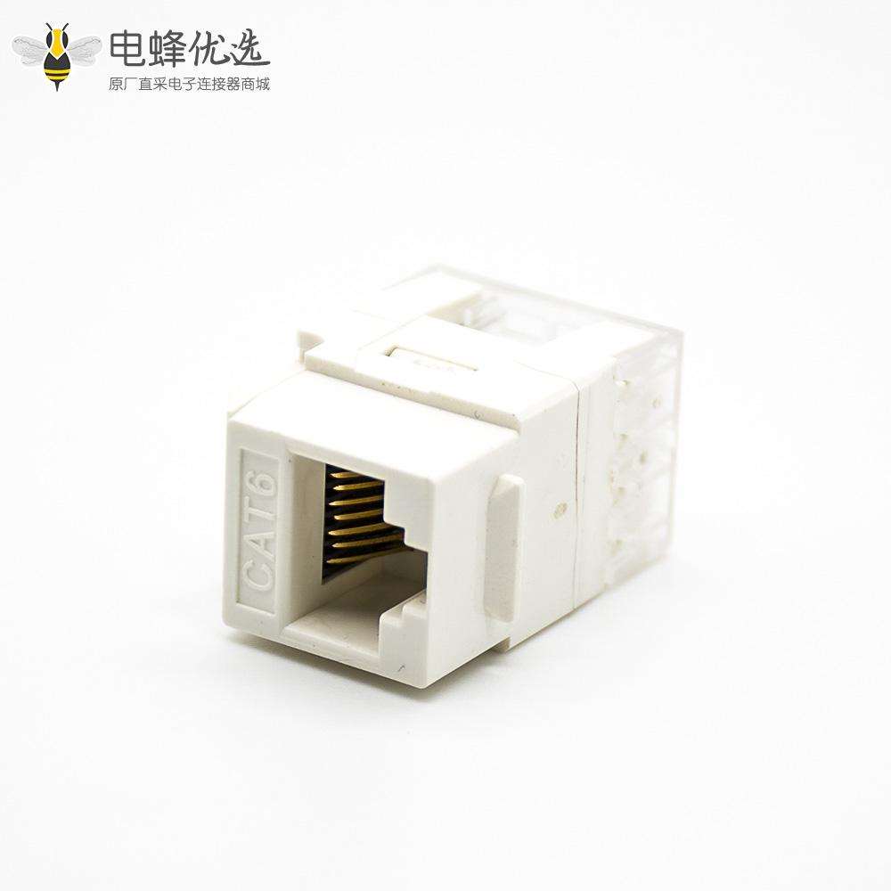 CAT6网络模块8P8C直式180&deg;非屏蔽单端口触头镀金RJ45插座