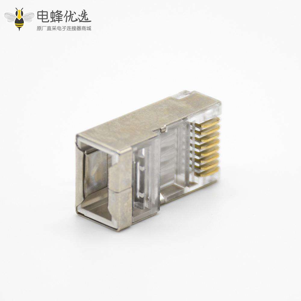 RJ45网络插头带屏蔽直式面板安装8P8C用于Cat5e Cat6 Cat6a Cat7 Cat8