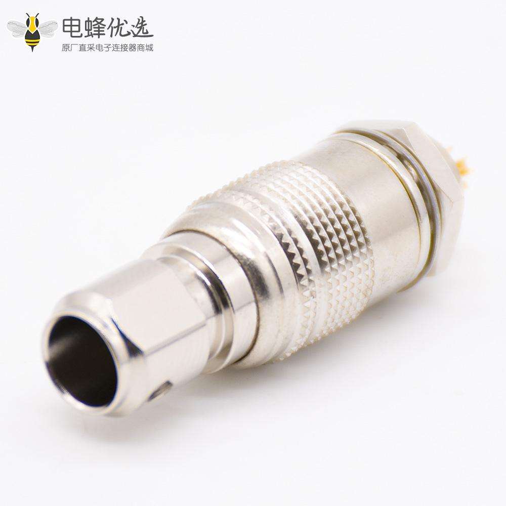 hr10连接器4芯针型反装公插头和孔型母插座焊线一对直式广濑HR10圆形连接器