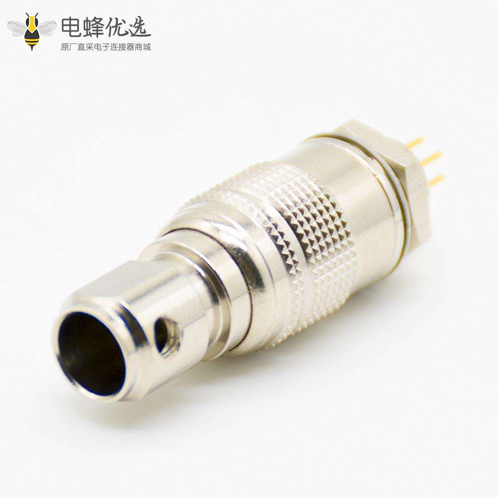推拉自锁HR10系列连接器母插头+公插座一对6芯直式PCB穿孔后锁板安装