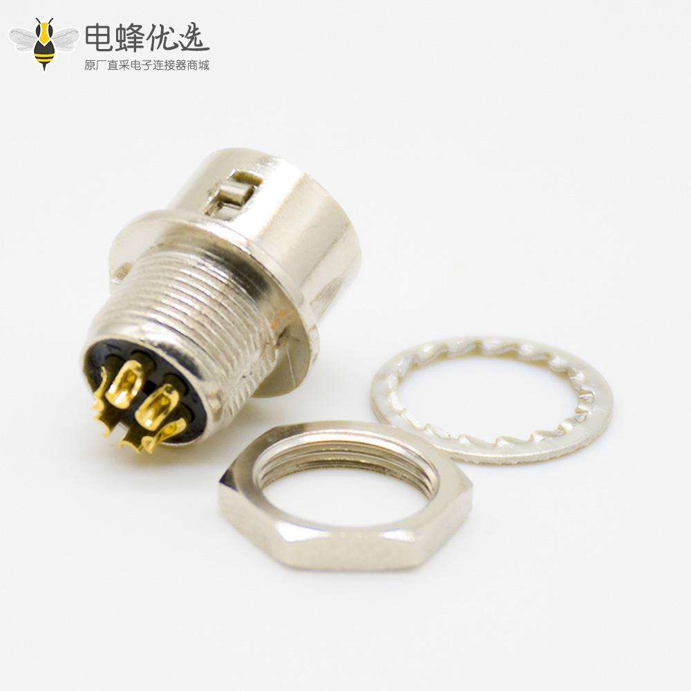 6芯公插座焊线直式后锁板HR10系列微型推拉自锁连接器