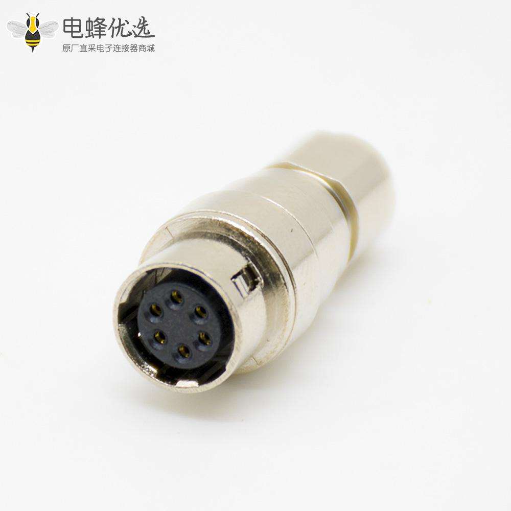 广濑HRS6芯浮动母插座对接式直式焊杯HR10系列微型推拉自锁连接器