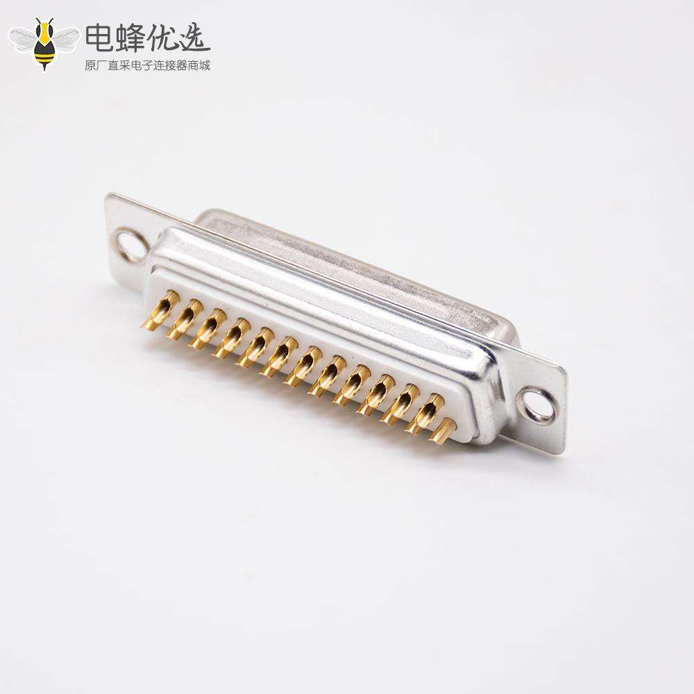 D&nbsp;Sub&nbsp;25Pin连接器2排冲针标准型母头白色胶芯直式DB头