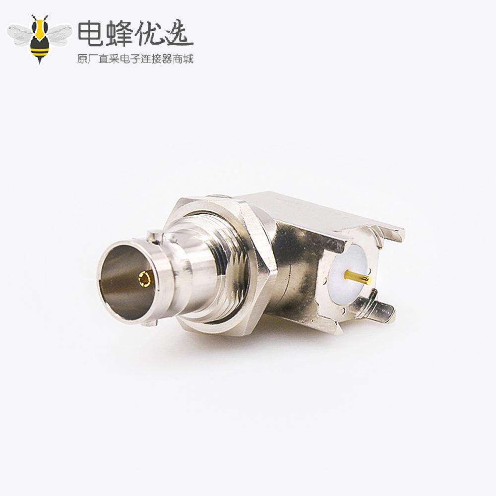 75&Omega;BNC连接器母头直式前锁穿墙PCB安装插孔