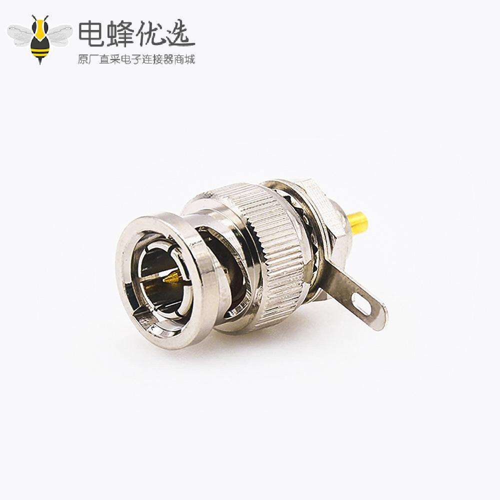 BNC连接器公头带螺母接地直式75&Omega;接线焊接