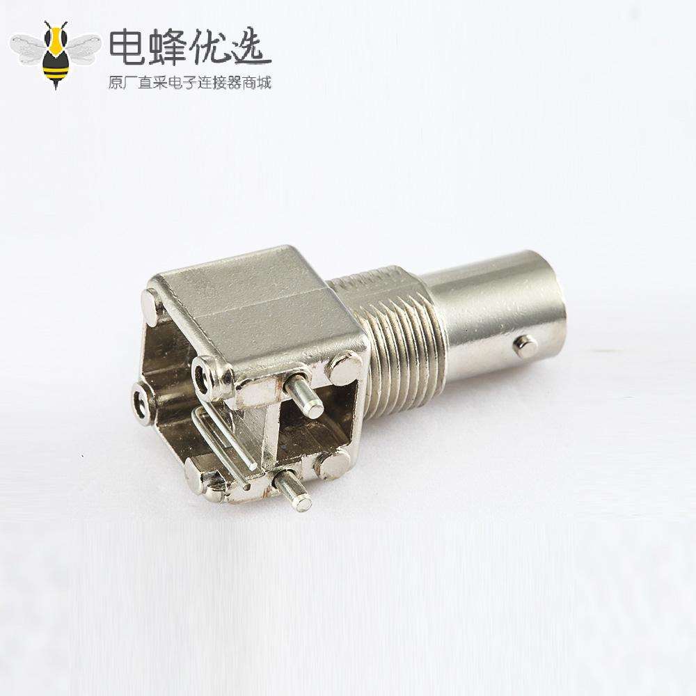 BNC连接器50&Omega;母弯式母头面板安装前锁穿墙PCB插孔