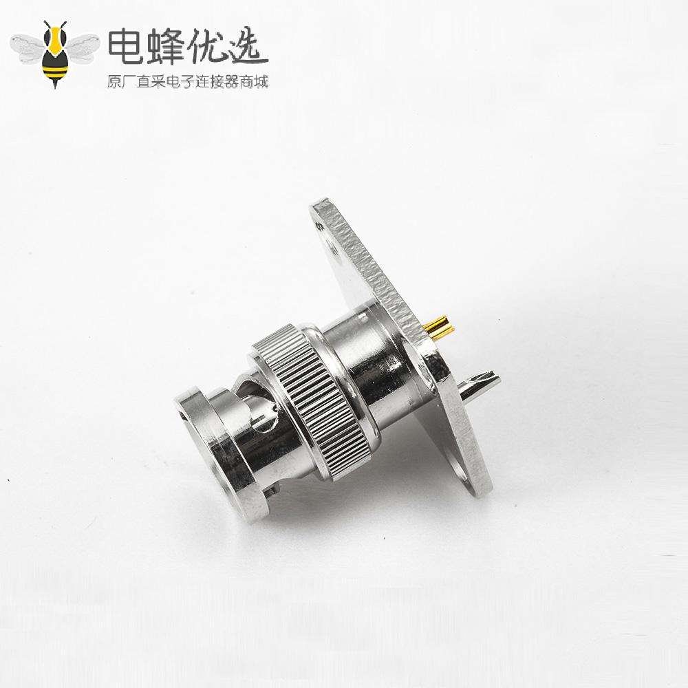 4孔法兰接线BNC连接器公头直式焊杯