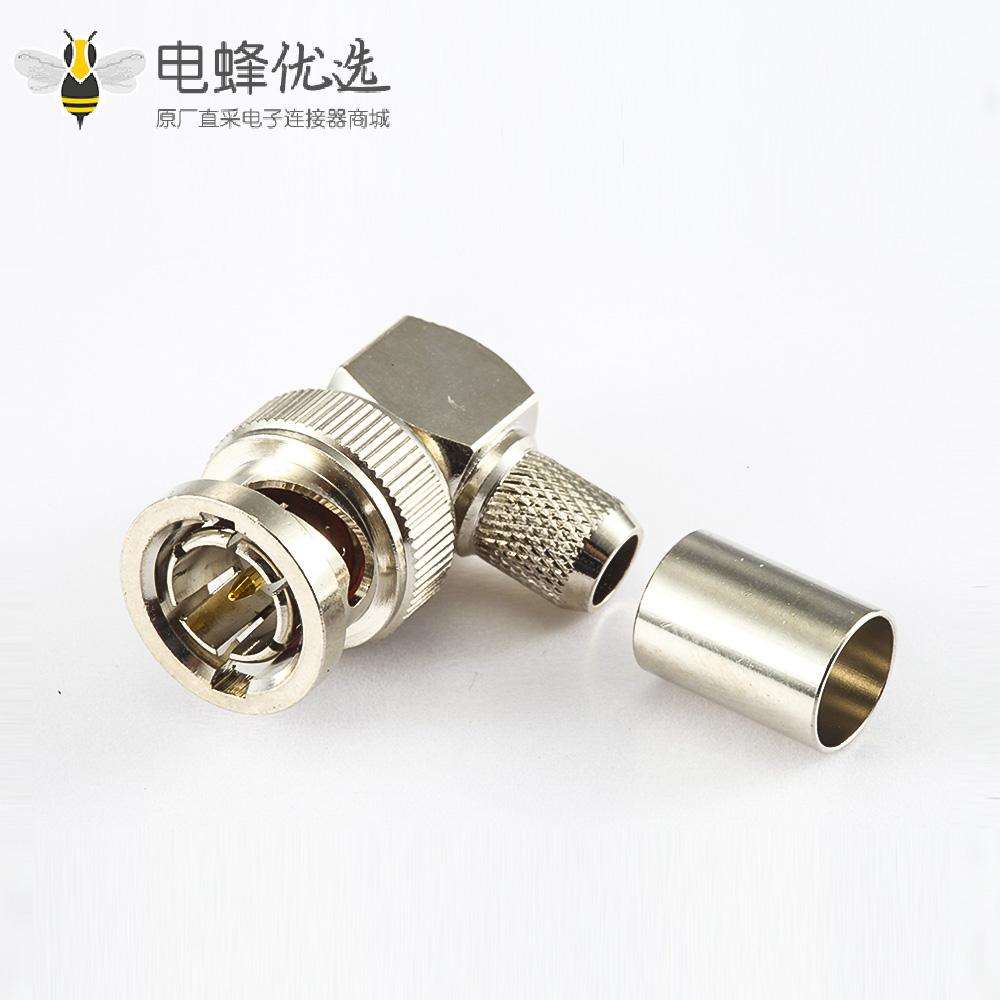 BNC连接器公头弯式75&Omega;接线压接13线缆