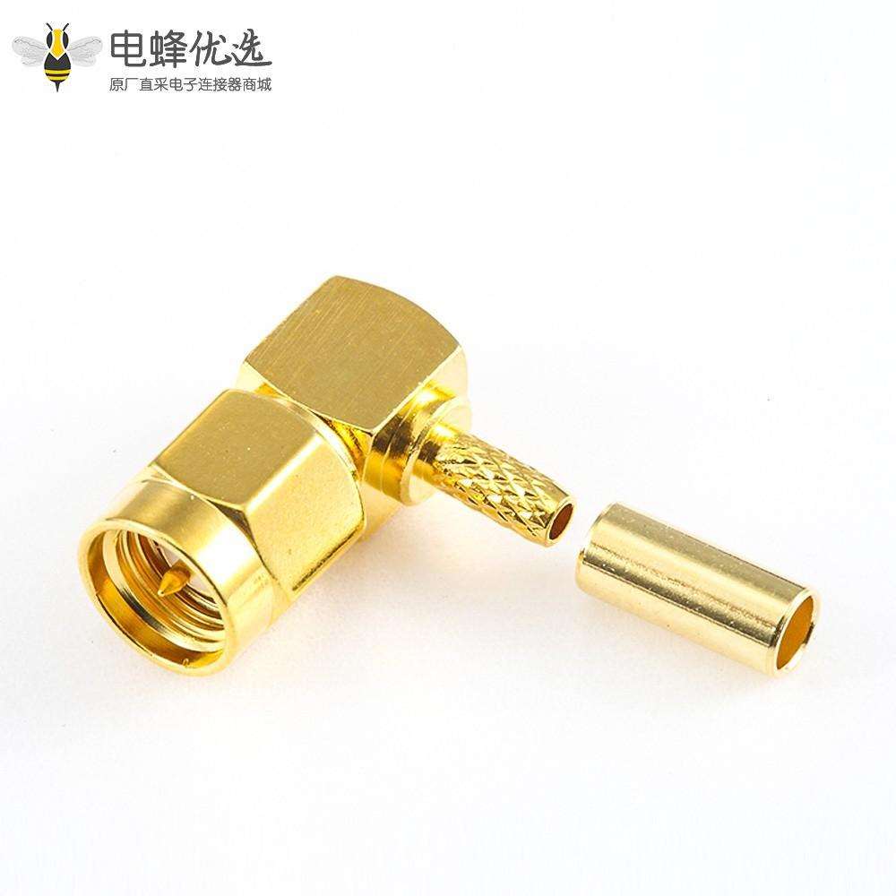 压接RG174 / RG316 / LMR100 SMA连接器公头弯式